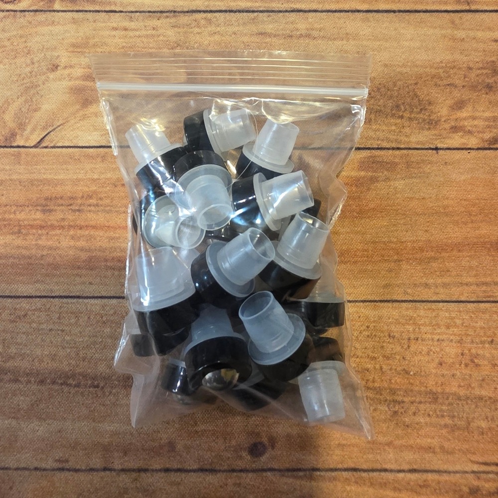 20pc Stainless Steel Roller Ball Inserts with Black Caps for 10 ml Oil Bottles